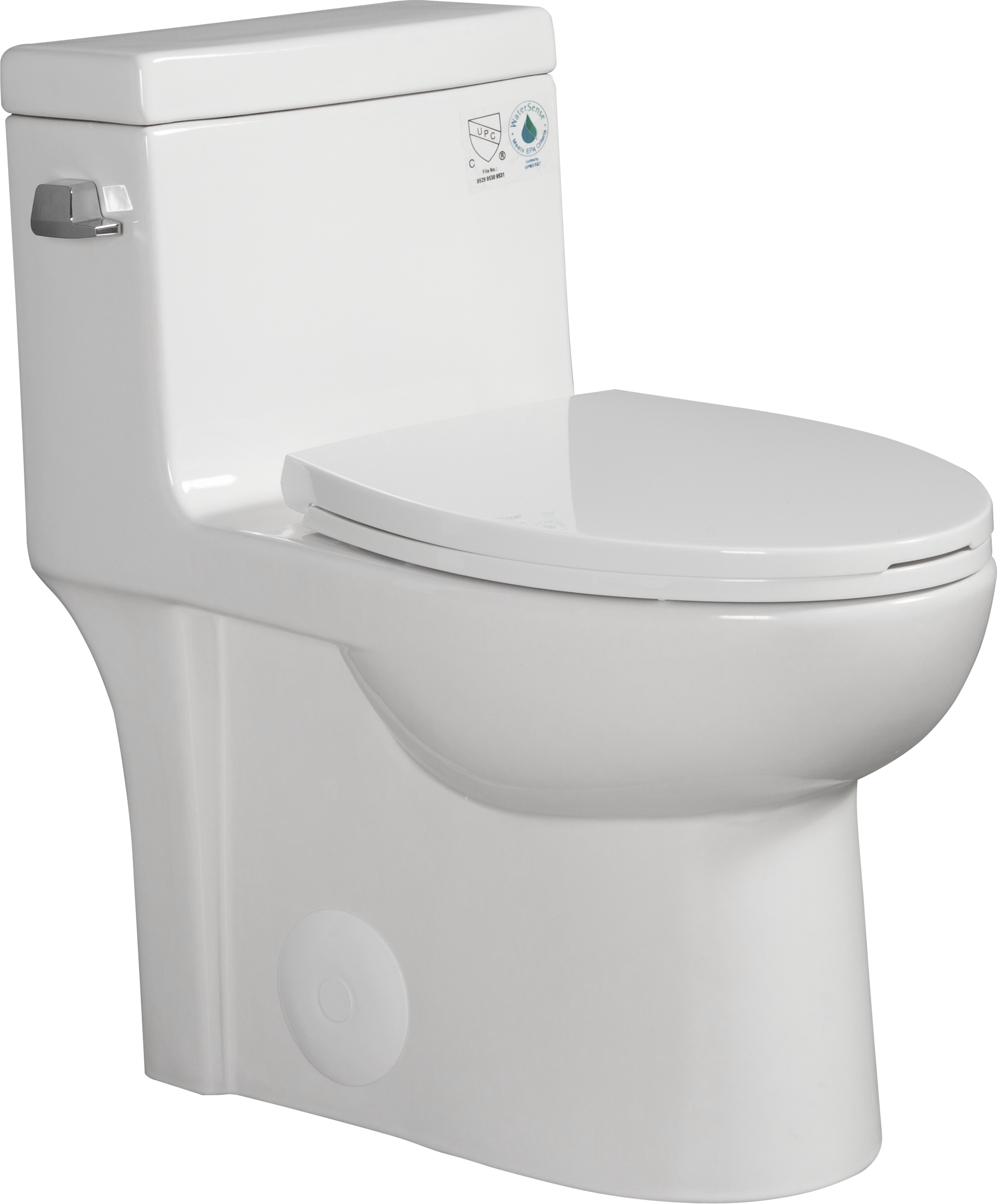 1.28 GPF Single-flush One Piece Toilet, Water-Saving Elongated Comfort Height Floor Mounted, Soft Closing Seat, 1000 Gram Map Flushing Score Toilet, Gloss White 23T03-GW