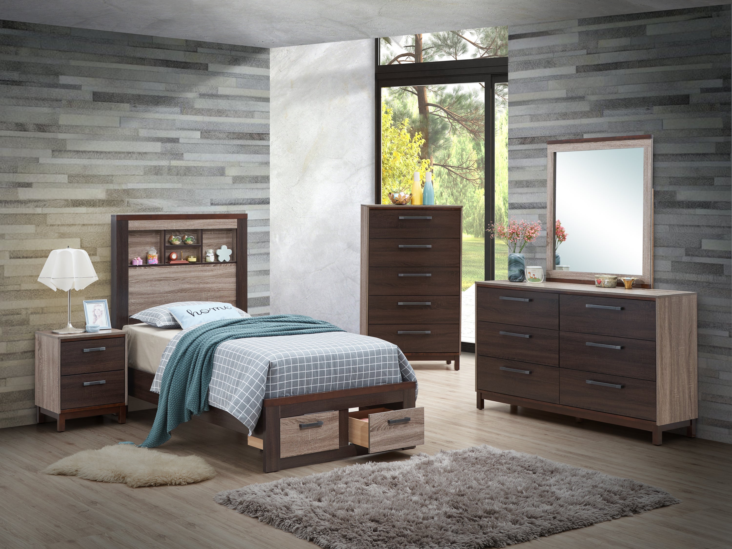 Glory Furniture Magnolia G1400B-TB Twin Bed , Gray/Brown