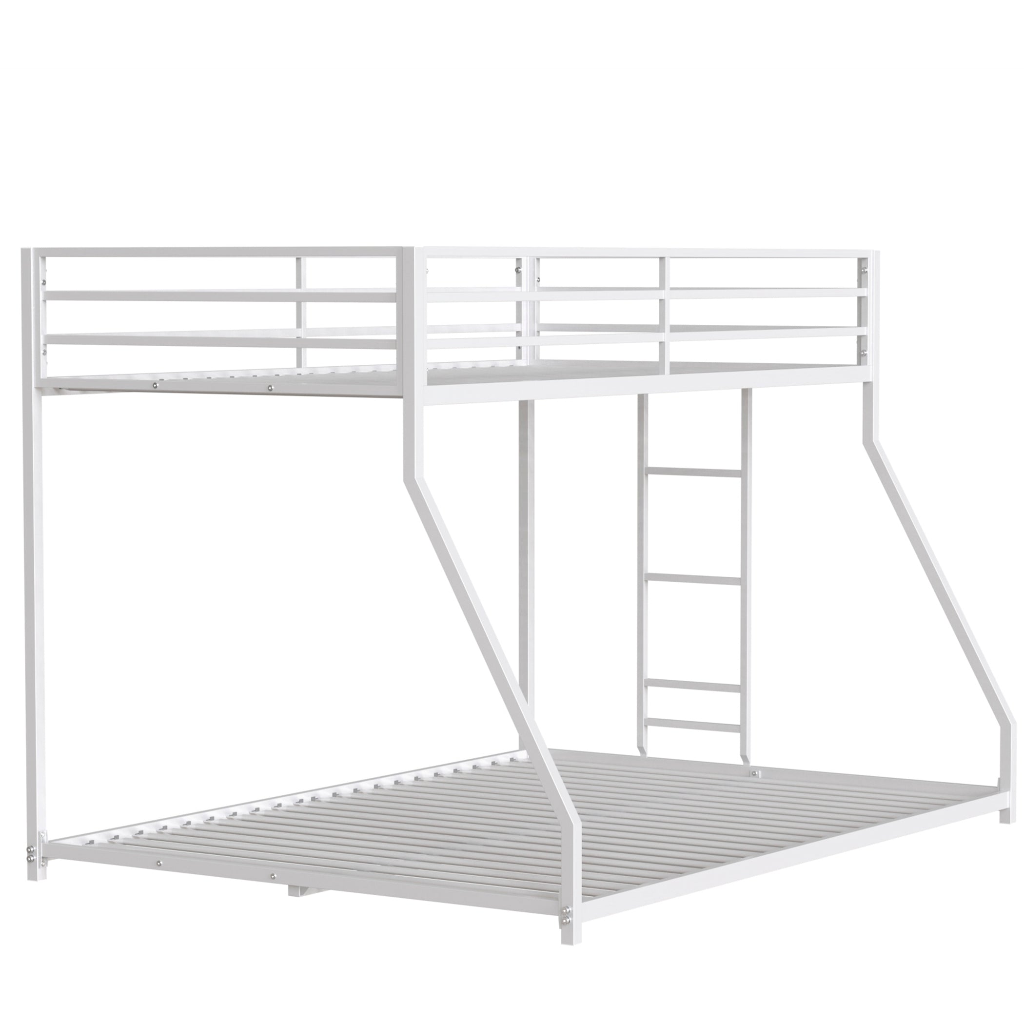 Adam Sturdy Twin Over Full Metal Bunk White for Kids and Adult, Low Profile and Easy Climbing with Stable Ladder