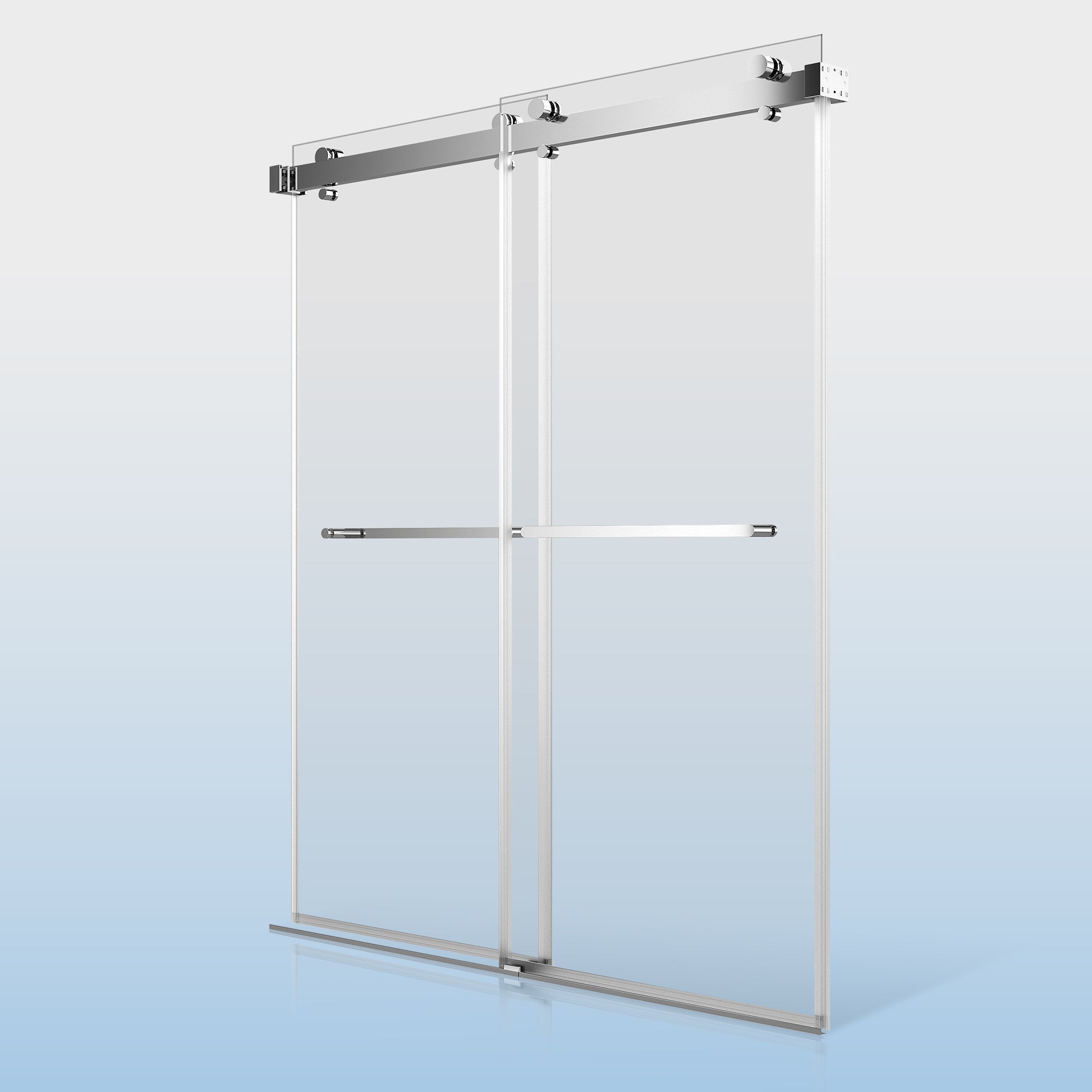 68-72"W × 76"H Double Sliding Frameless Shower Door With 3/8 inches (10mm) Clear Tempered Glass, Chrome Finish