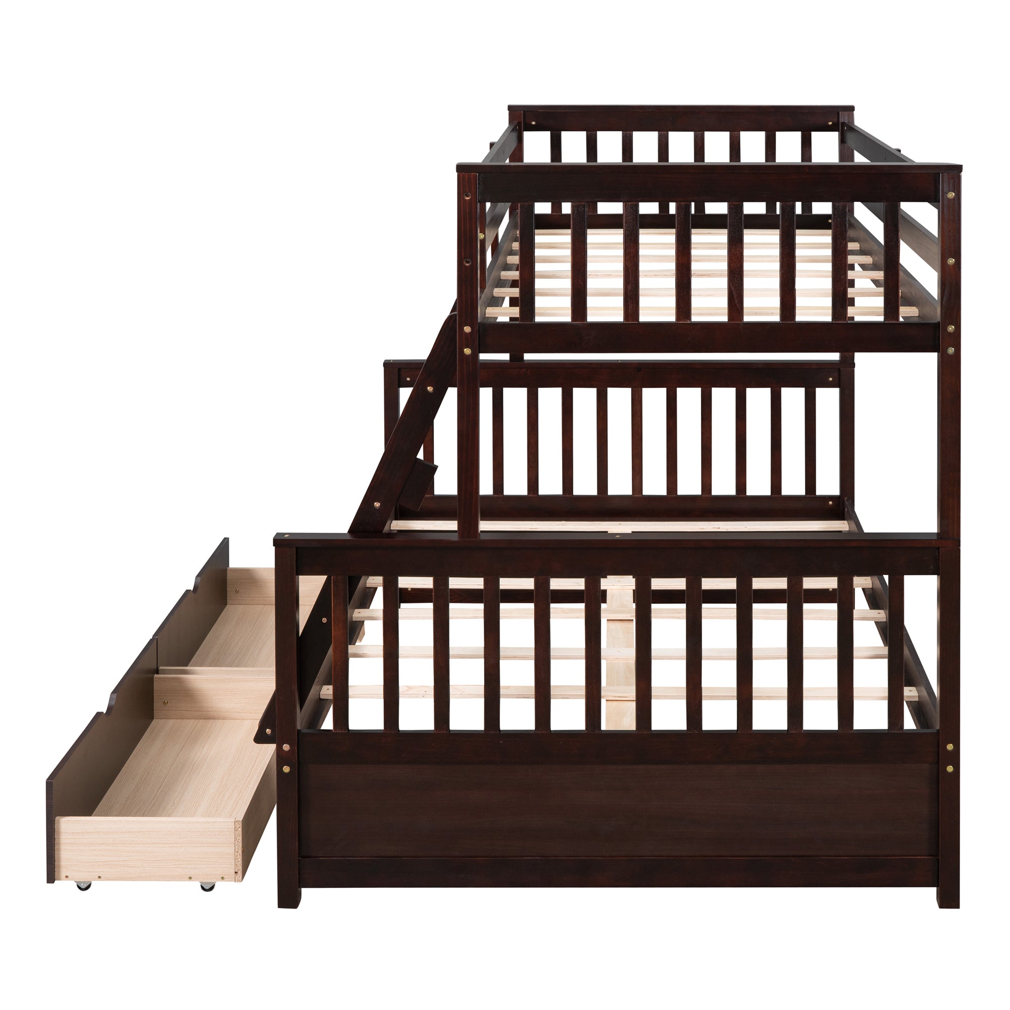 Twin-Over-Full Bunk Bed with Ladders and Two Storage Drawers(Espresso)(old sku:LT000165AAP)