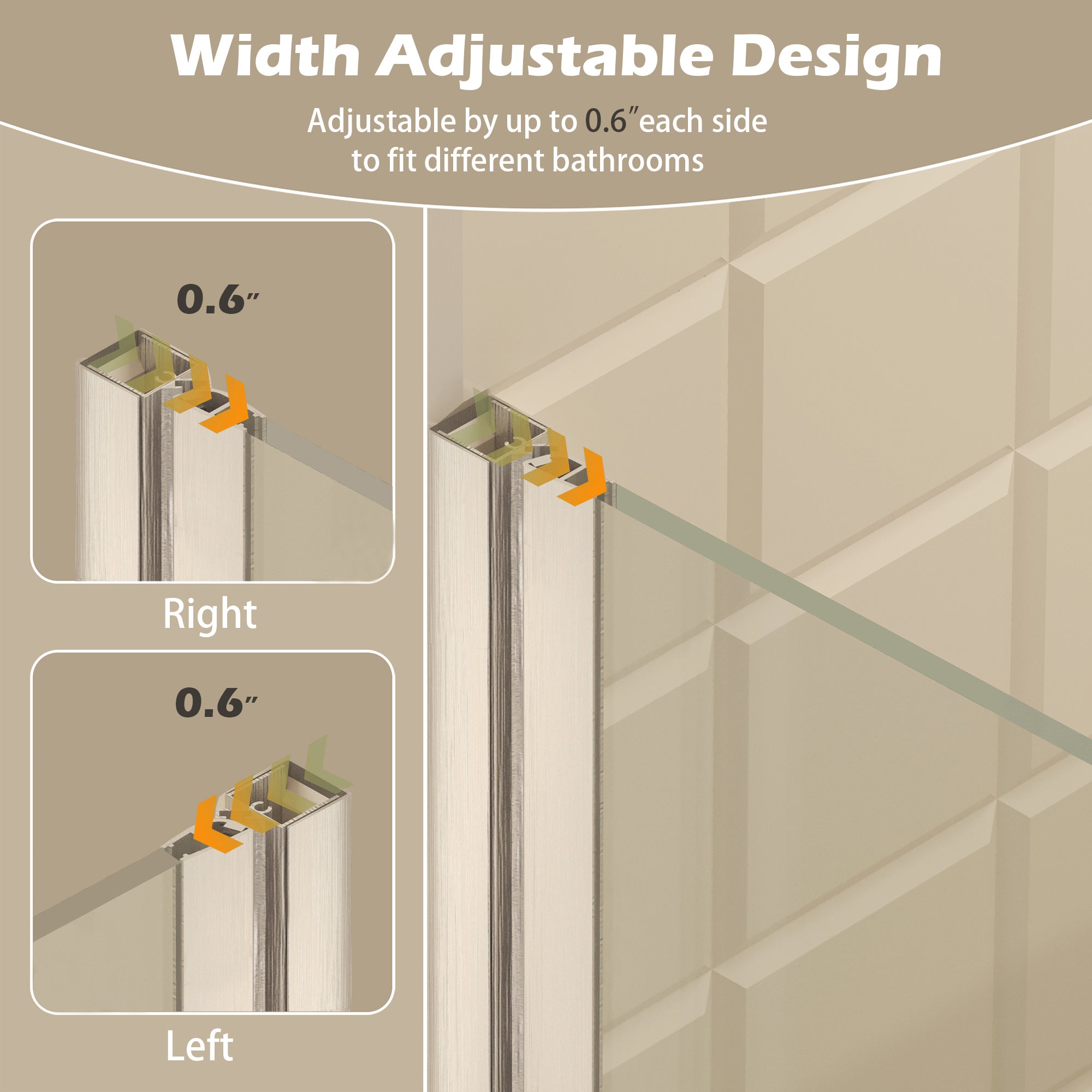 Frameless pivot shower door hardware closeup