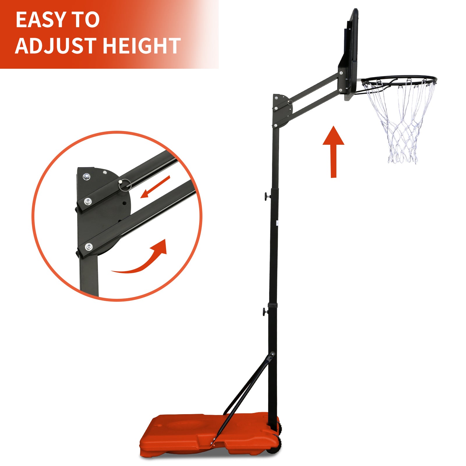 Use for Outdoor Height Adjustable 4.8 to 7.7ft Basketball Hoop 28 Inch Backboard Portable Basketball Goal System with Stable Base and Wheels