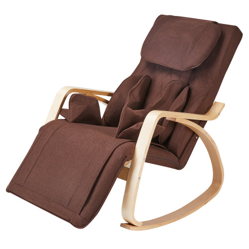 Full massage function-Air pressure-Comfortable Relax Rocking Chair, Lounge Chair Relax Chair with Cotton Fabric Cushion Brown