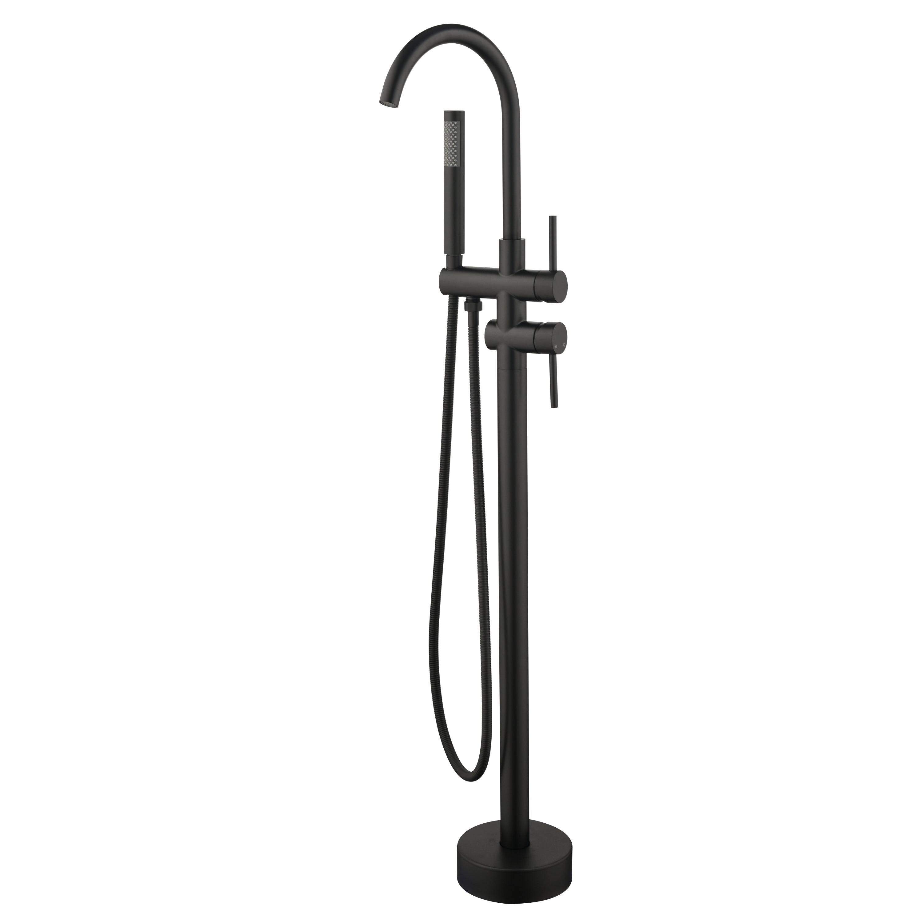 Mount Bathtub Faucet Freestanding Tub Filler Matte Black Standing High Flow Shower Faucets with Handheld Shower Mixer Taps Swivel Spout