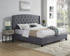 Belize 3-Piece Upholstered Bedroom Set, Tufted Wingback Bed with Two Gray Nightstands