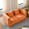 60Inch Oversized 2 Seater Sectional Sofa, Living Room Comfort Fabric Sectional Sofa-Deep Seating Sectional Sofa, Soft Sitting with 2 Pillows for Living Room,Bedroom,Office,Orange teddy(W834S00031)