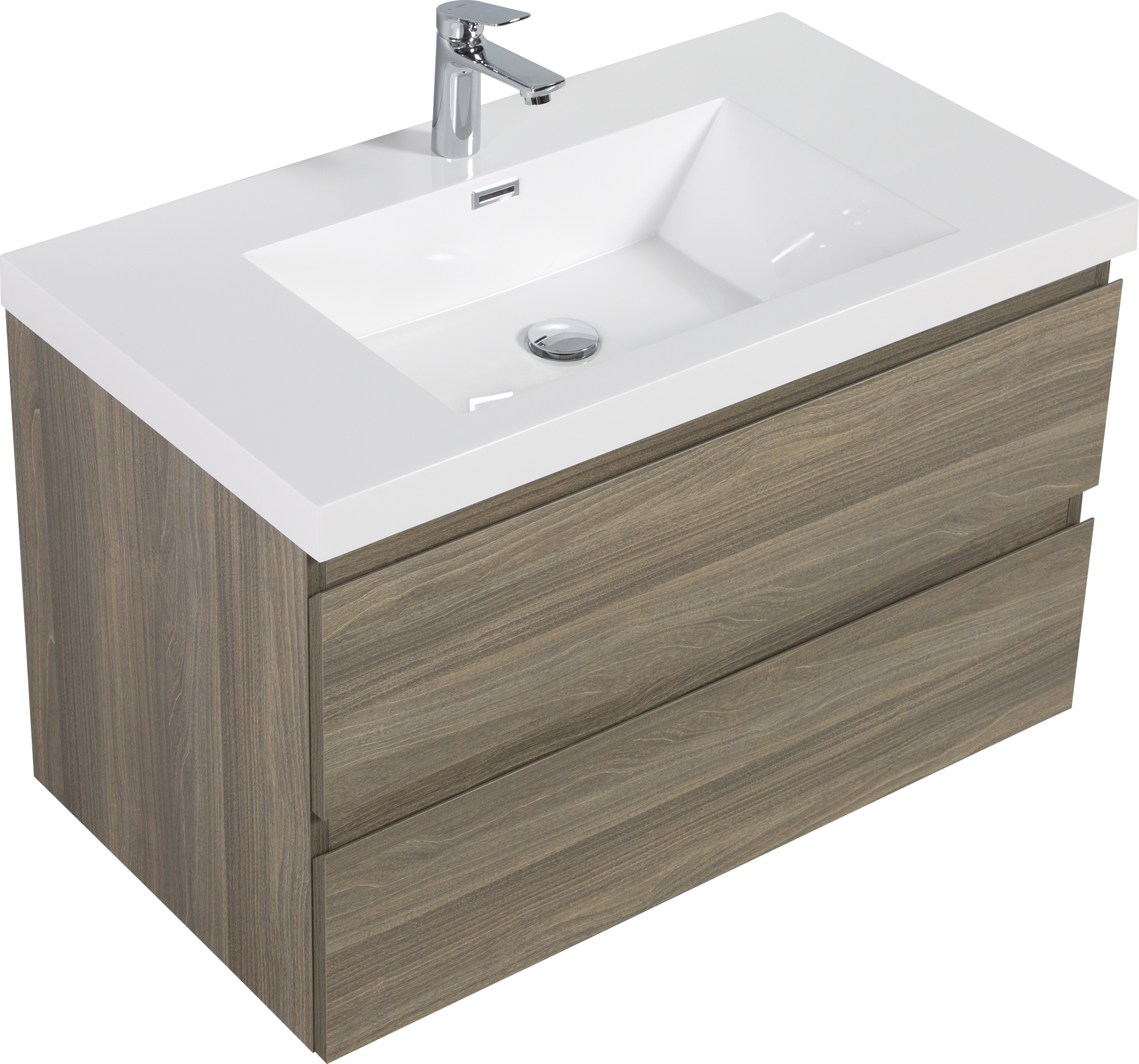 36" Floating Bathroom Vanity with Sink, Modern Wall-Mounted Bathroom Storage Vanity Cabinet with Resin Top Basin and Soft Close Drawers, Ash Grey 24V11-36AG