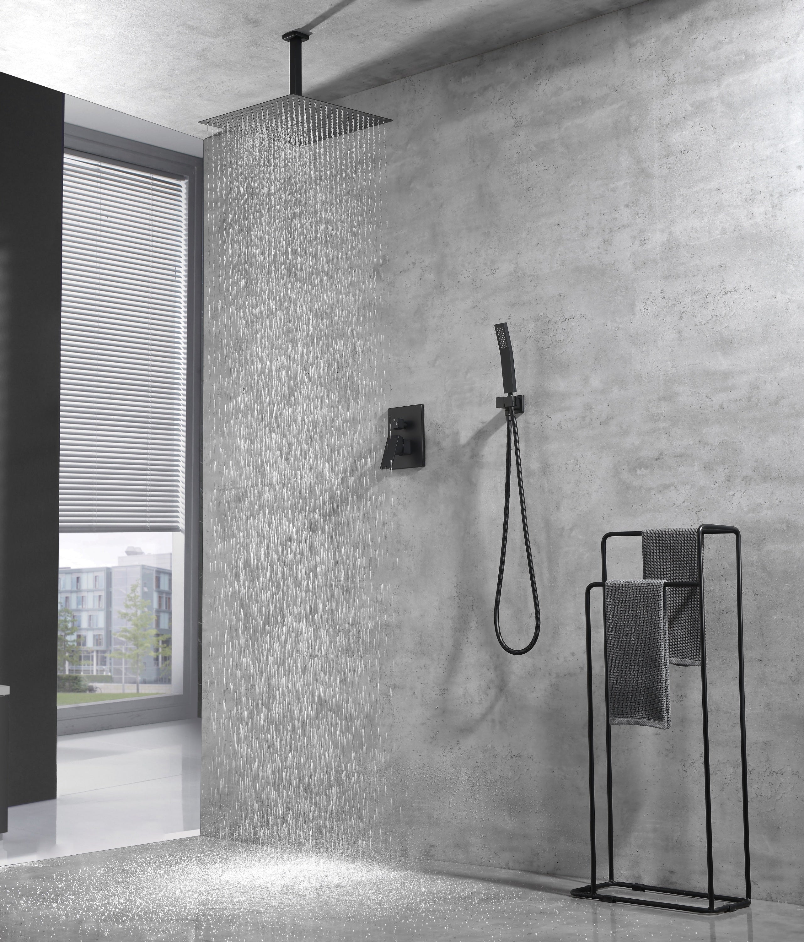 Ceiling Mounted Shower System Combo Set with Handheld and 16"Shower head