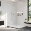 34 x 76 in Frameless Fixed Shower Glass Panel - Wall Clamp Chrome view 1