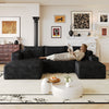 Black corduroy L-shaped sectional sofa 103 inch cloud style front view