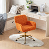 A&A Furniture Office Chair,Artificial rabbit hair Home Office Chair with Golden Metal Base,Adjustable Desk Chair Swivel Office Chair,Vanity Chair(Orange)