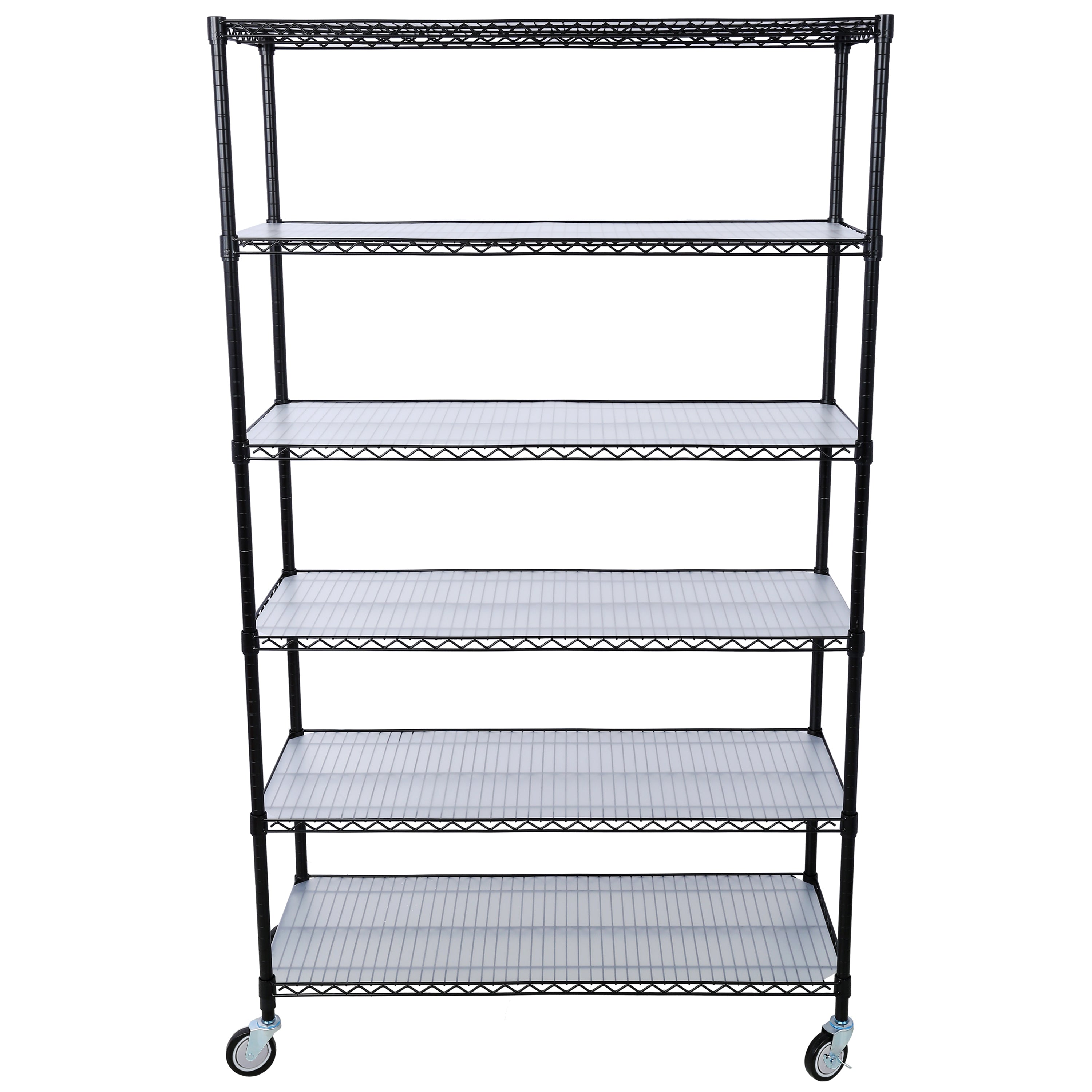 6 Tier 6000lbs Capacity NSF Metal Shelf Wire Shelving Unit, Heavy Duty Adjustable Storage Rack with Wheels & Shelf Liners for Commercial Grade Utility Steel Storage Rack, Black - 84"H x 48"L x 20"D