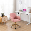 Modern Teddy Fabric Material Adjustable Height 360 Revolving Home Office Chair With Gold Metal Legs And Universal Wheel For Indoor,Pink