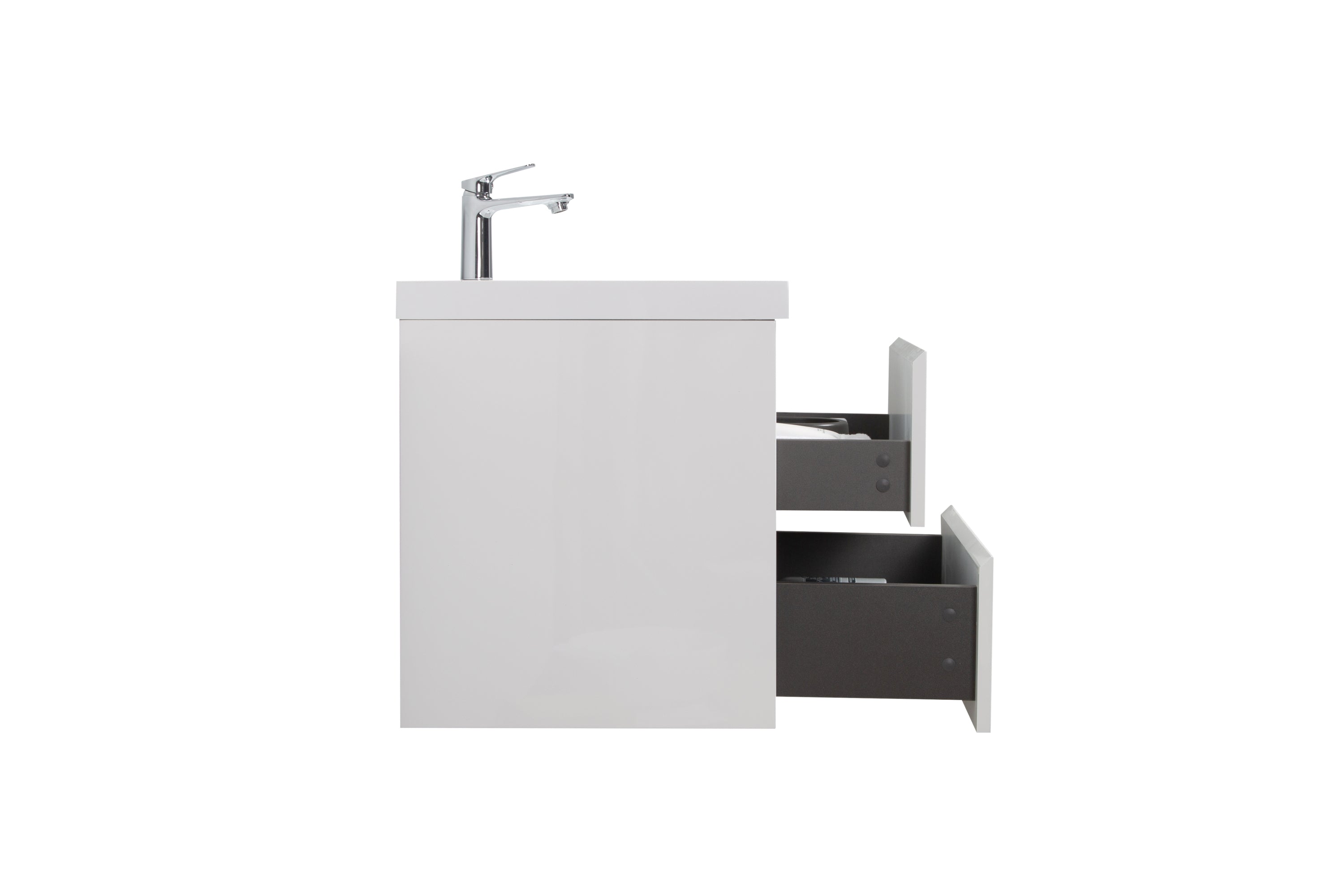 24" Floating Bathroom Vanity with Sink, Modern Wall-Mounted Bathroom Storage Vanity Cabinet with Resin Top Basin and Soft Close Drawers, Glossy White 24V11-24GW