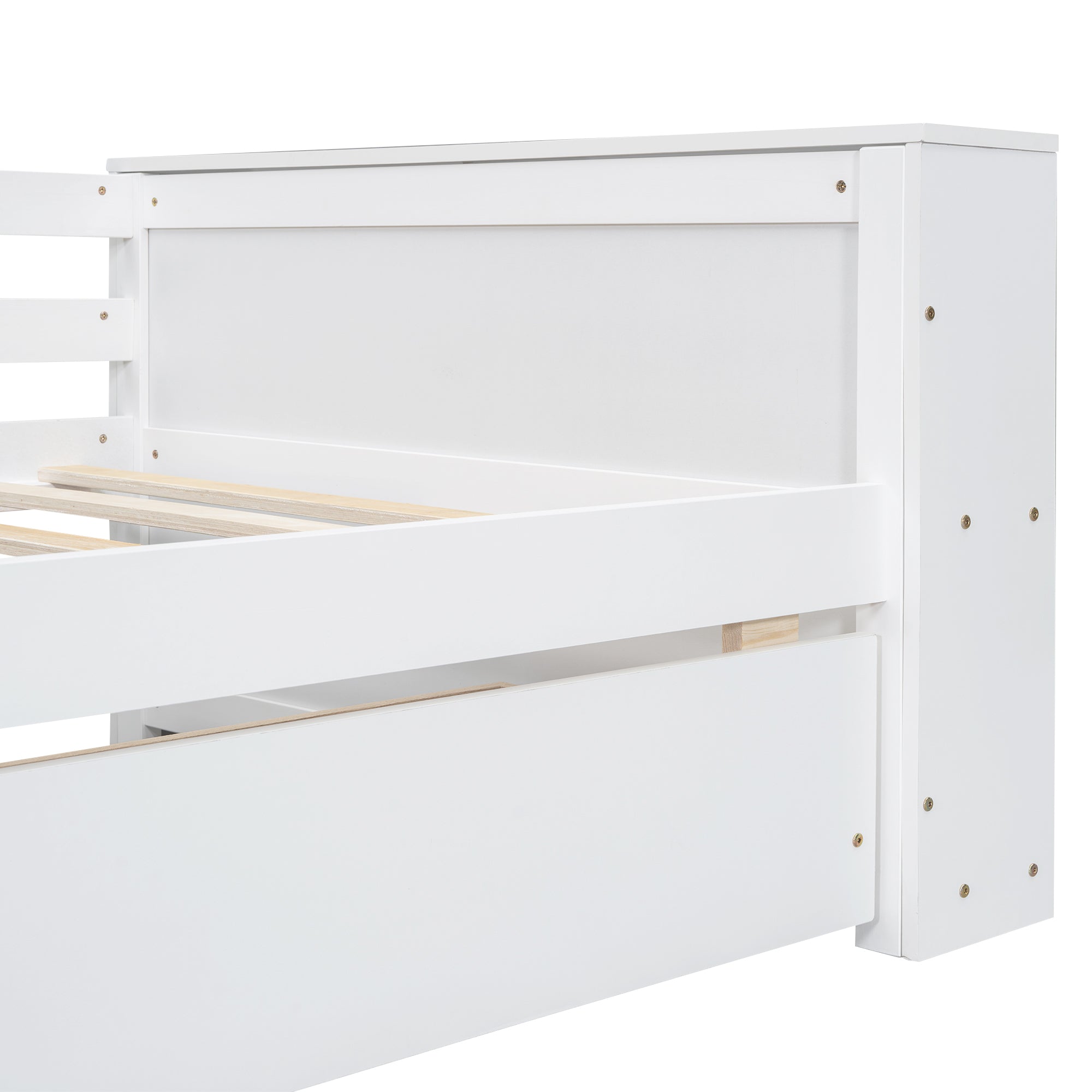 Twin Size Daybed with Shelves and Drawers, White