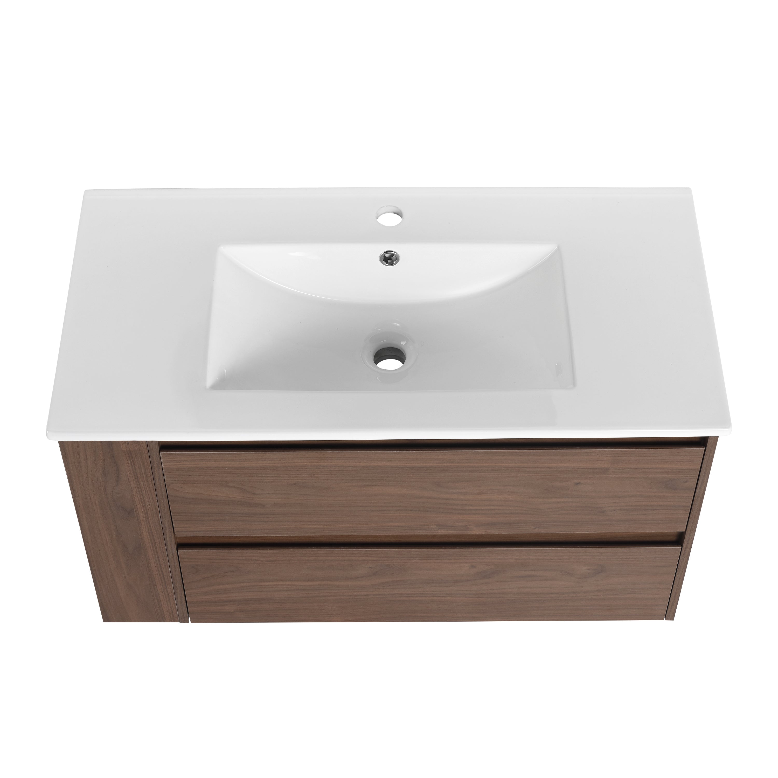 36" Wall Mounting Bathroom Vanity With Ceramic Sink, Soft Close Drawer