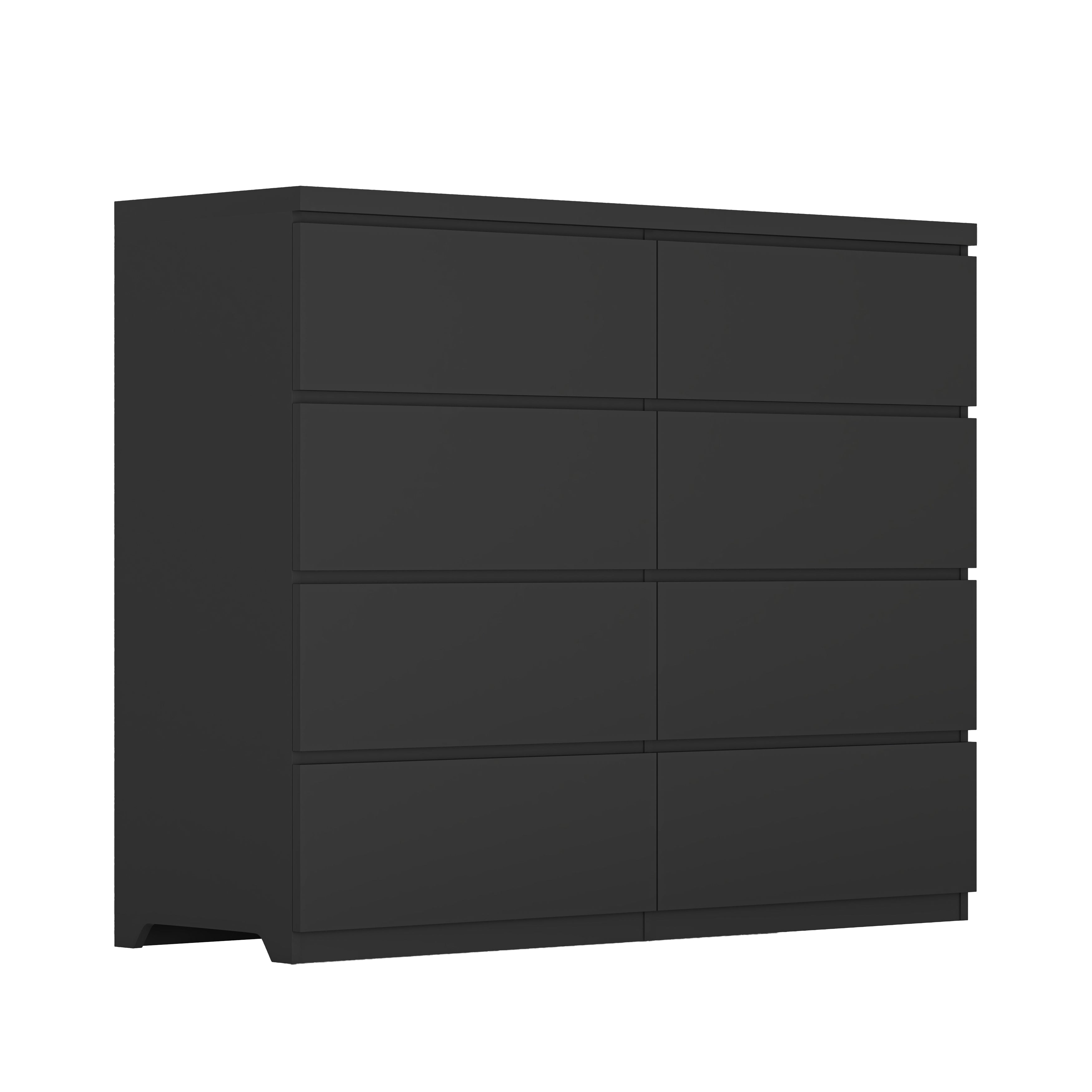 Tall 8-drawer black dresser side profile view