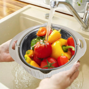 Strainer Mixing Bowl Stainless Steel Fruit Vegetable Washing Basket Drainer with Lid