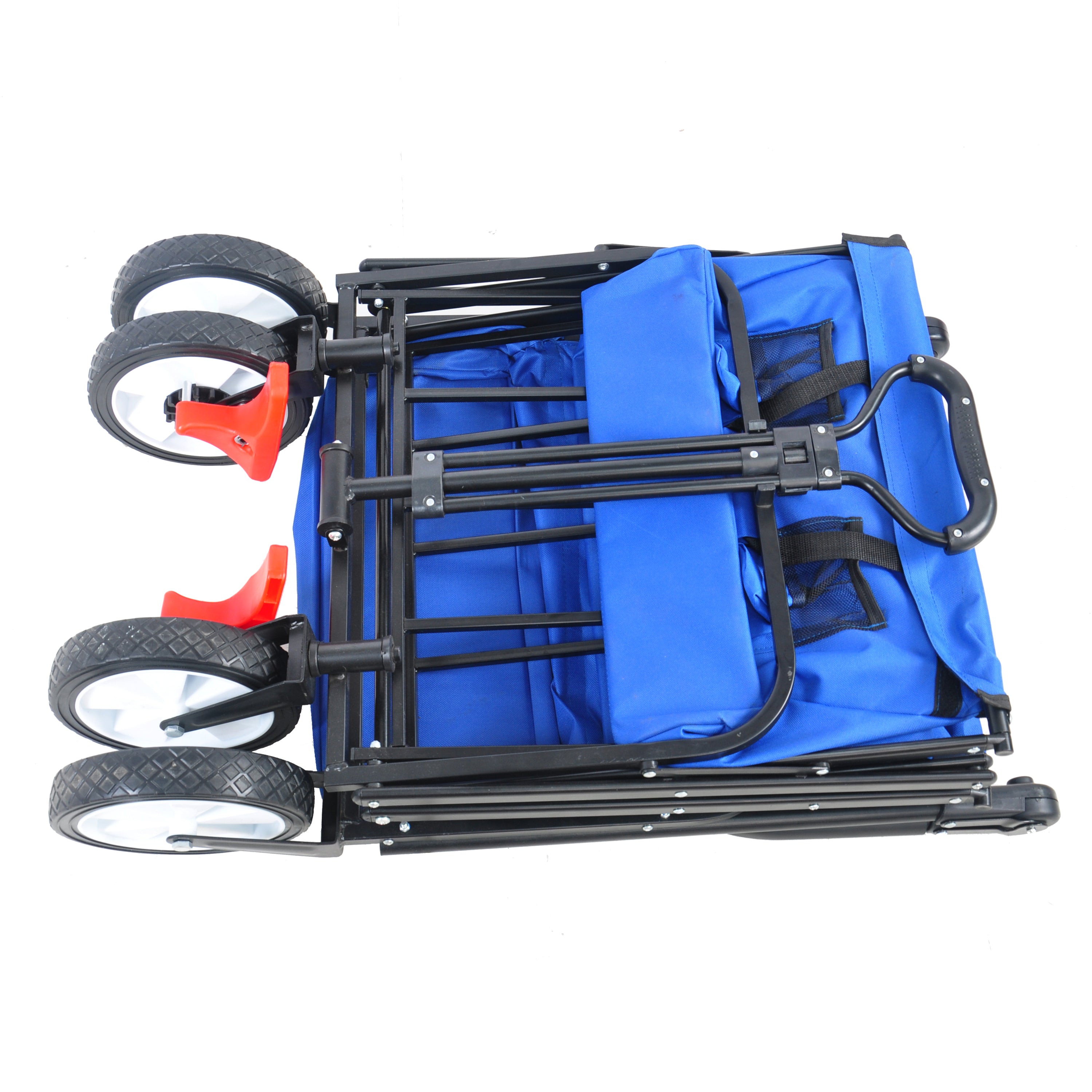 folding wagon Collapsible Outdoor Utility Wagon, Heavy Duty Folding Garden Portable Hand Cart, Drink Holder, Adjustable Handles