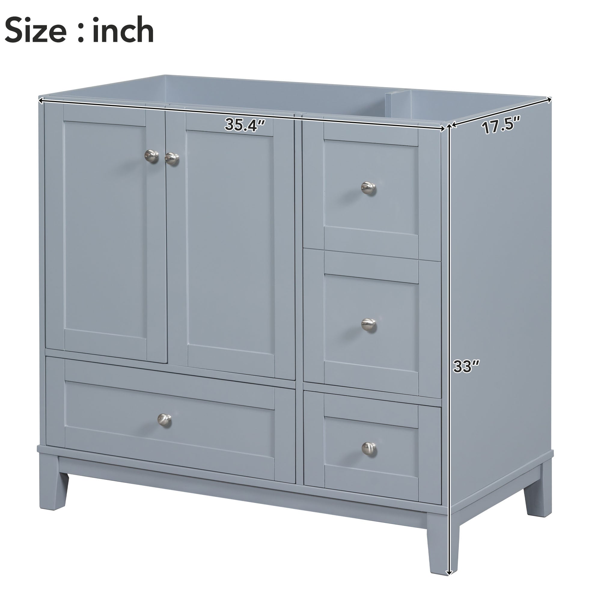 [Cabinet Only] 36" Bathroom Vanity-Grey Blue(Sink not included)