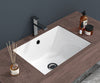 21"x14" White Ceramic Rectangular Undermount Bathroom Sink with Overflow
