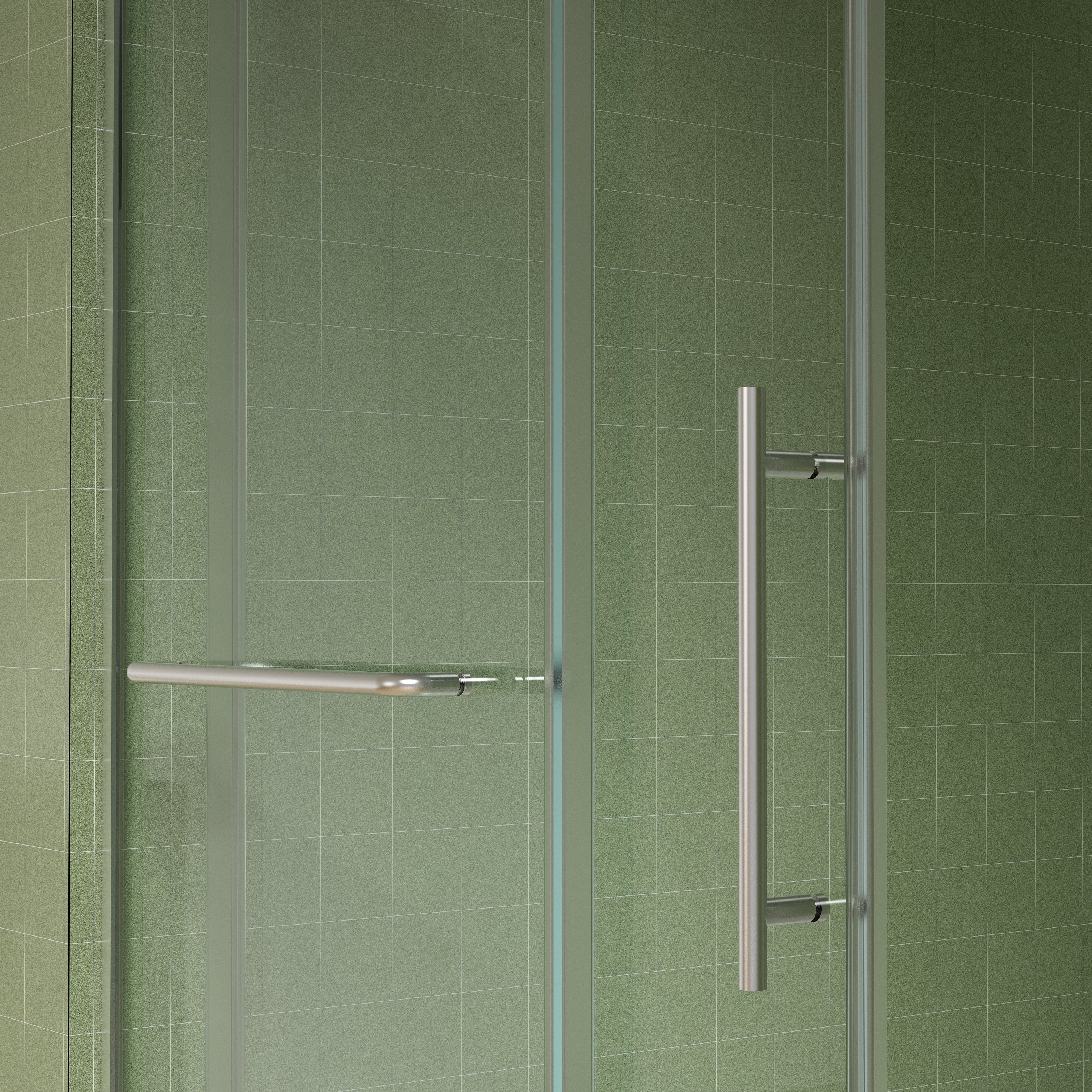 56"-60"W x 76"H Frameless Shower Door, Sliding Shower Door, Premium 5/16"(8mm) Thick Tempered Glass Shower Enclosure with Towel Bar ,Double Side Easy Clean Coat,Brushed Nickel Finished With Buffer