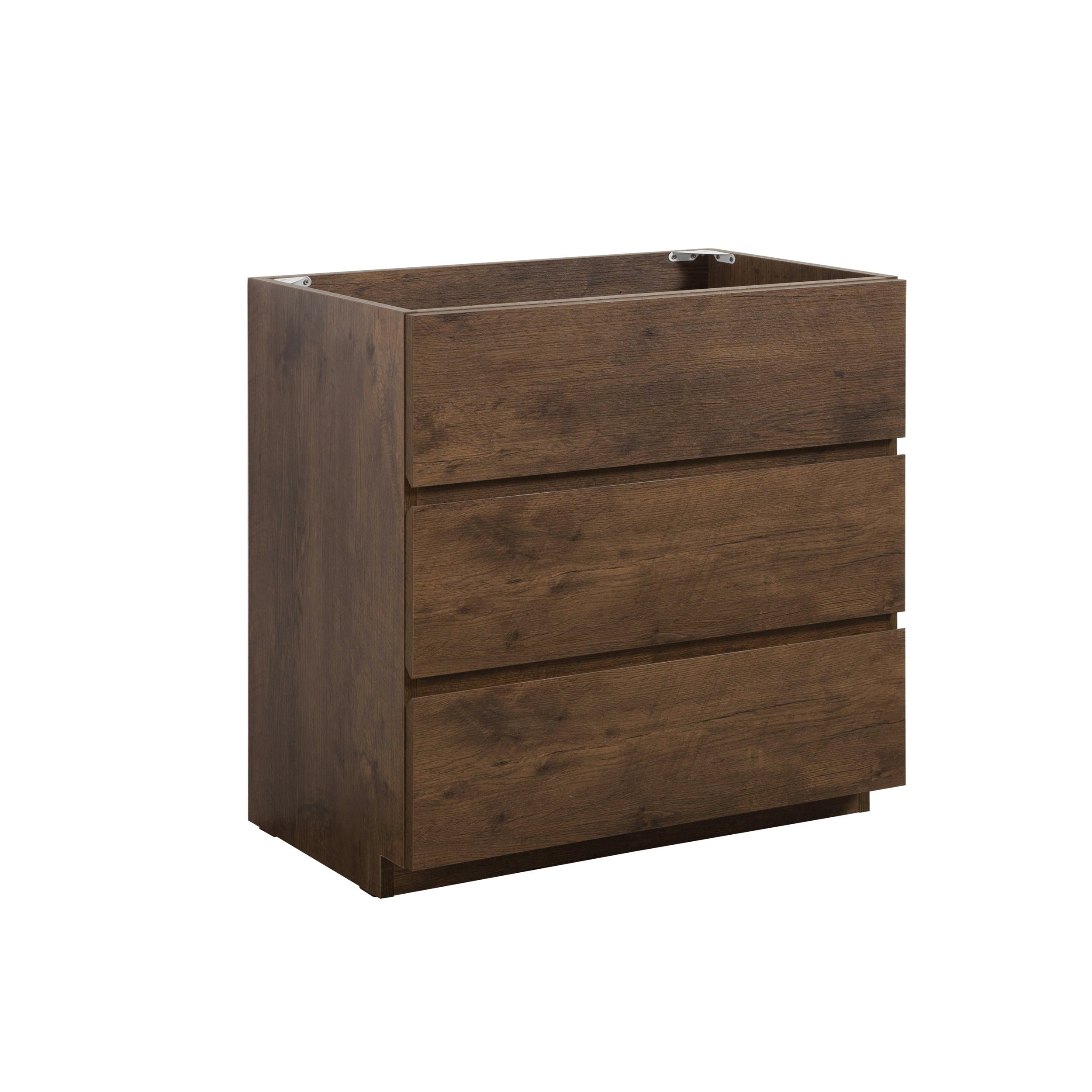 Alice-36F-105,Floor cabinet WITHOUT basin, Walnut color, With three drawers, Pre-assembled