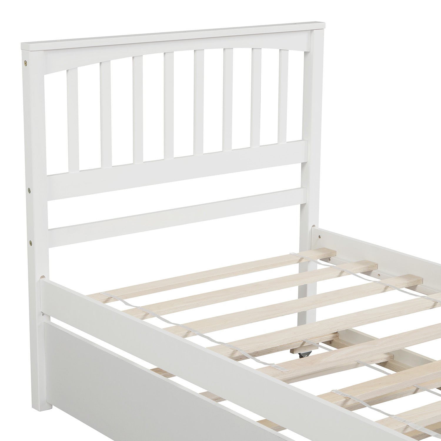 Twin size Platform Bed with Trundle, White