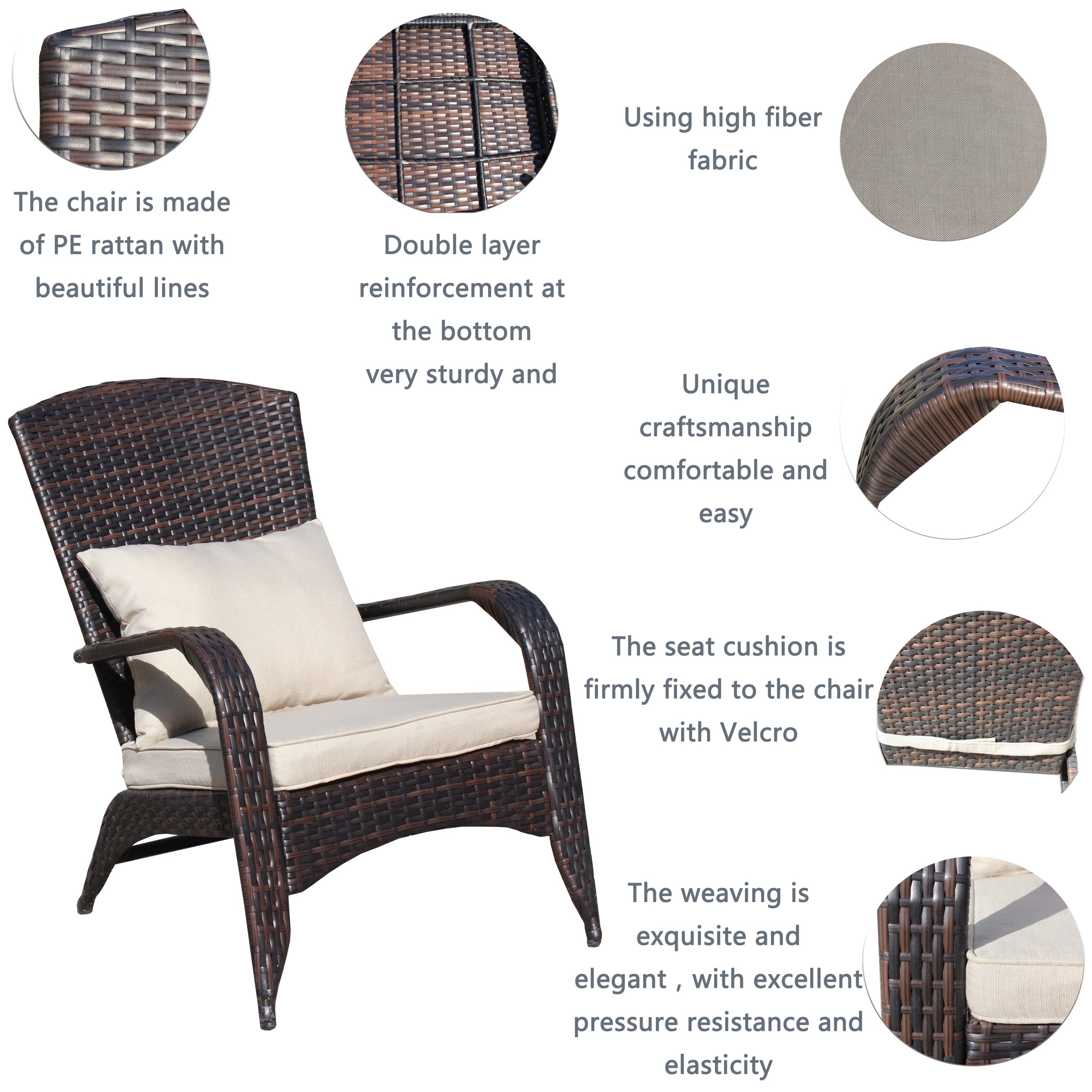 Patio Chair with Cushions(Beige Cushion)