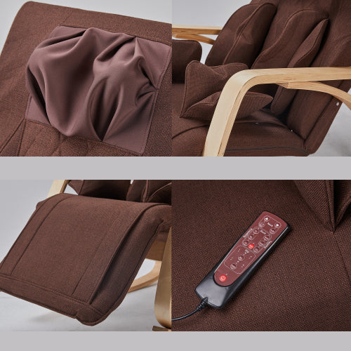 Full massage function-Air pressure-Comfortable Relax Rocking Chair, Lounge Chair Relax Chair with Cotton Fabric Cushion Brown