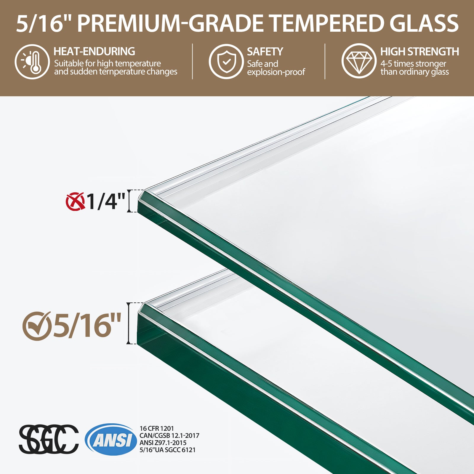 56-60 x 60 in Frameless Single Sliding Bathtub Door - 56-60 x 60 in / Chrome / 5/16 in Glass view 8
