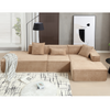 [VIDEO PROVIDED] Modular combination  sofa set, modern minimalist sofa, free installation sofa, L-shaped, Italian minimalist tofu block sofa,  Right-Hand Facing,Terrycloth fabric,Light Brown