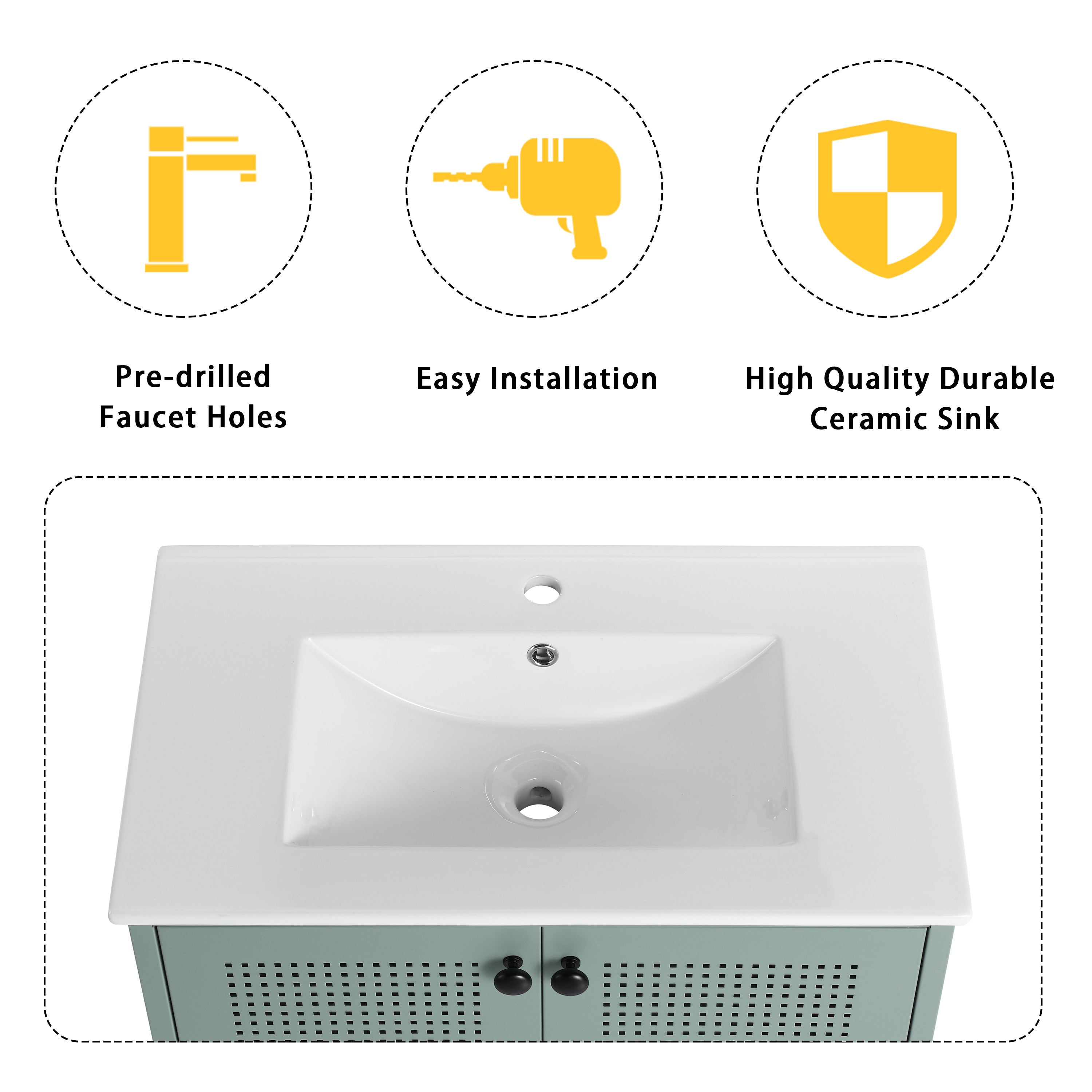 30 Inch Freestanding Bathroom Vanity With Ceramic SInk