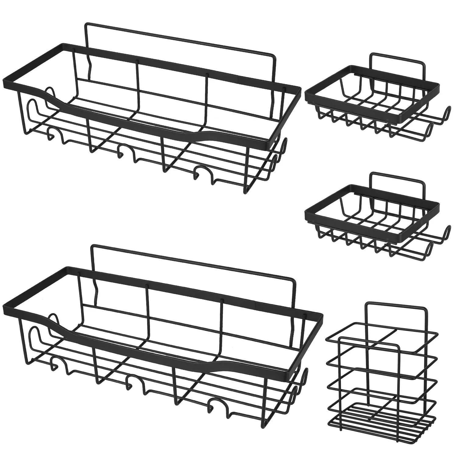 5-Piece Shower Caddy Set – Wall Hanging Bathroom Organizer & Corner Rack