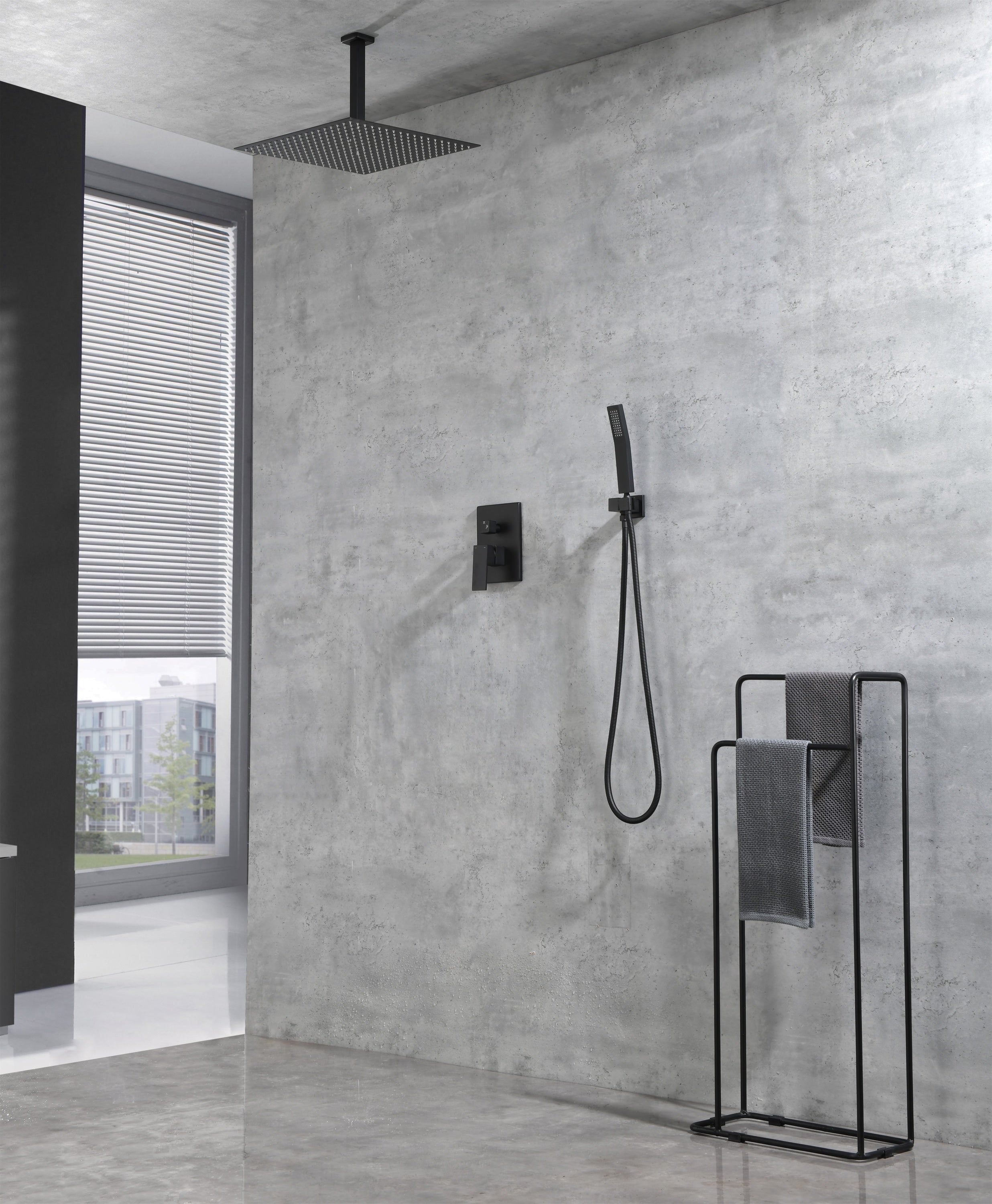 Ceiling Mounted Shower System Combo Set with Handheld and 16"Shower head