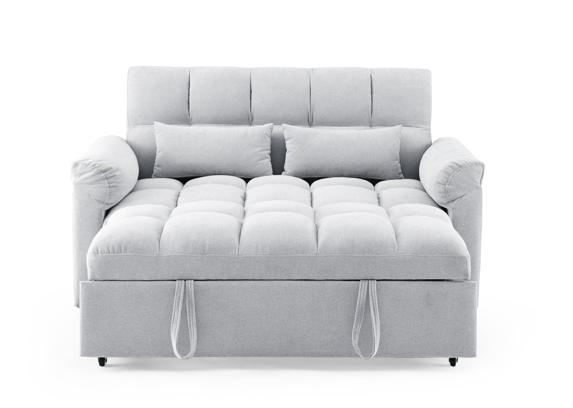 Loveseats Sofa Bed with Pull-out Bed,Adjsutable Back,Light Grey