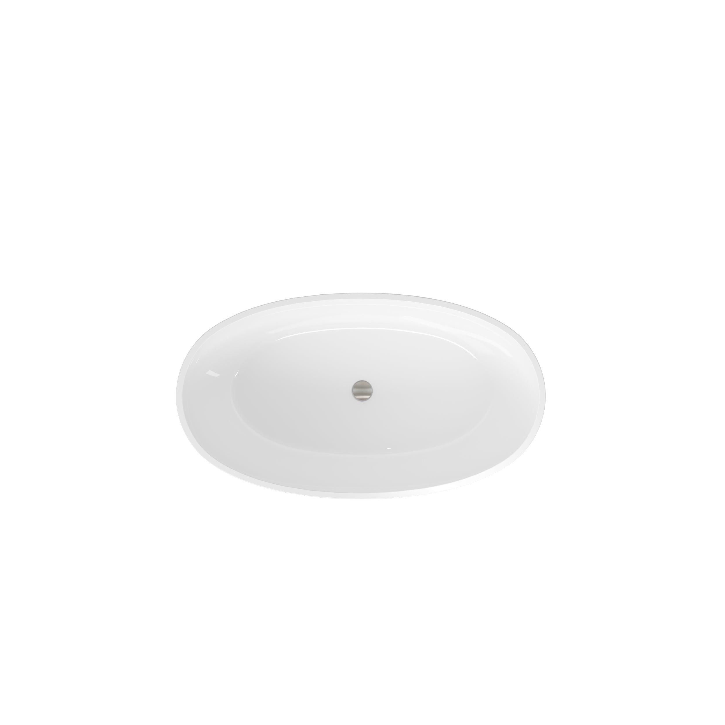 55" Glossy White Acrylic Freestanding Bathtub, Elegant Oval Shape Soaking Bathtub, Brushed Nickel Drain and Integrated Slotted Overflow Assembly, cUPC Certified, 02119-BN