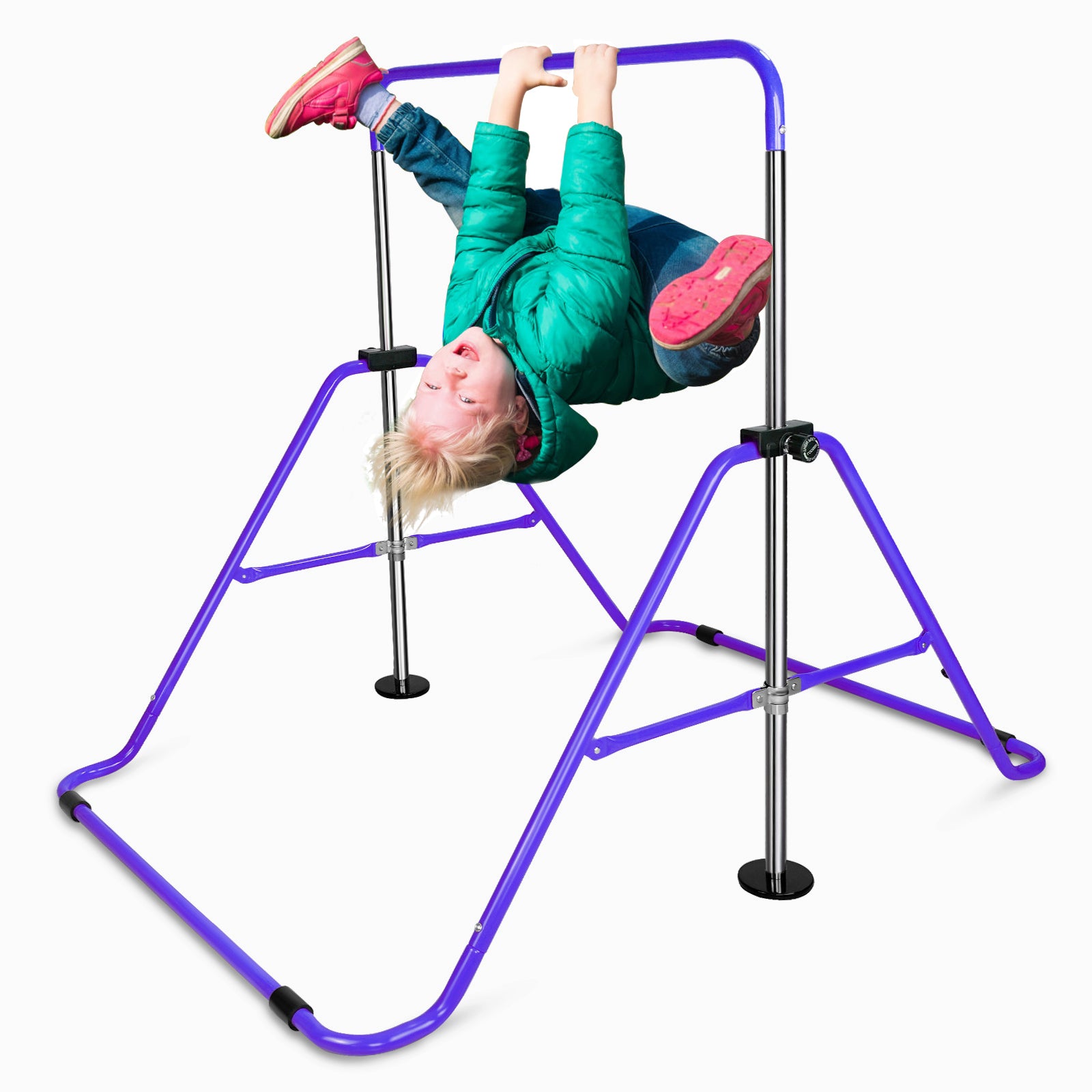 Multi-Functional Adjustable Height Children's Horizontal Gymnastic Bar With Bear Rings