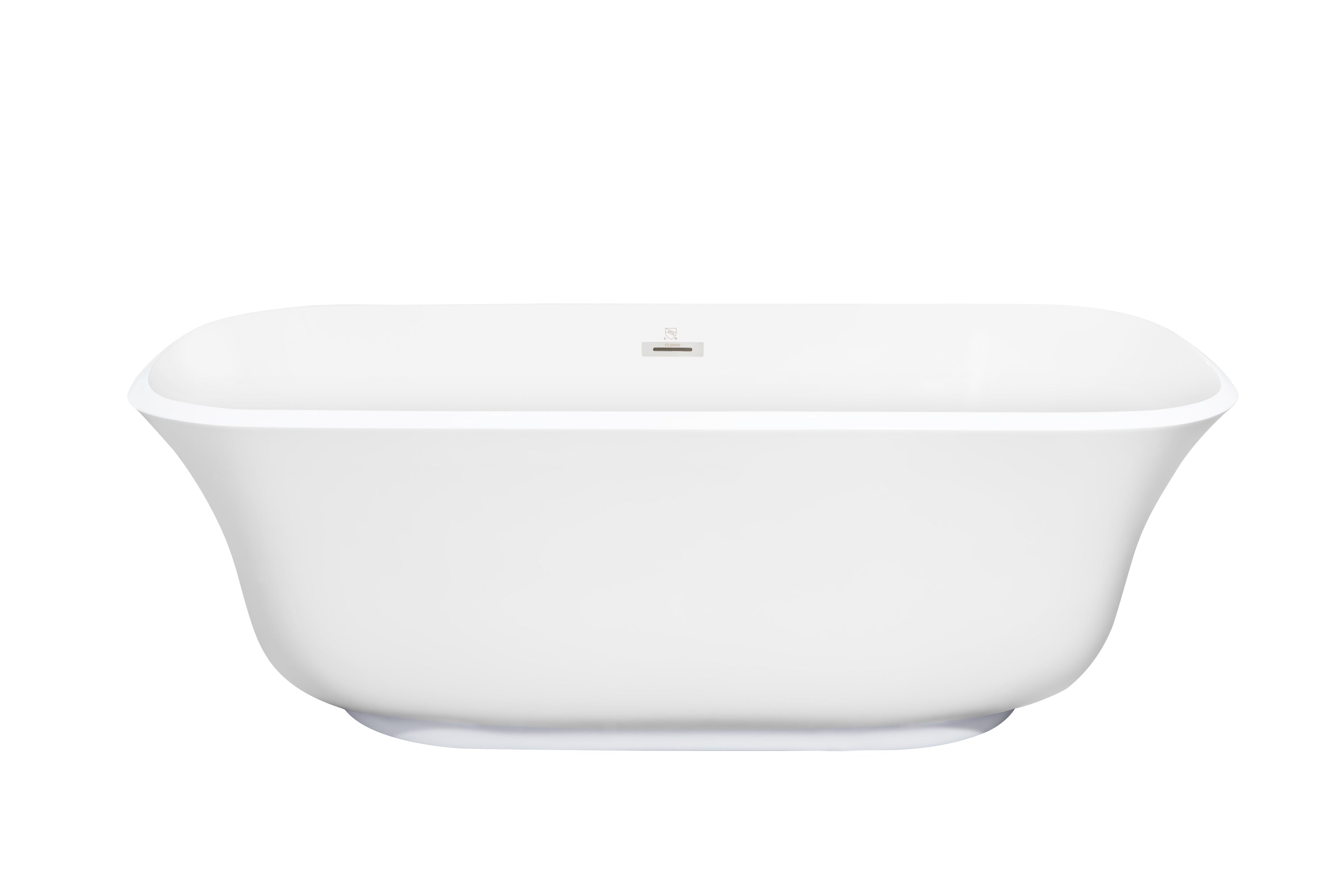 67" Rectangular Acrylic Freestanding Flatbottom Double Ended Soaking Bathtub in White with Drain and Overflow