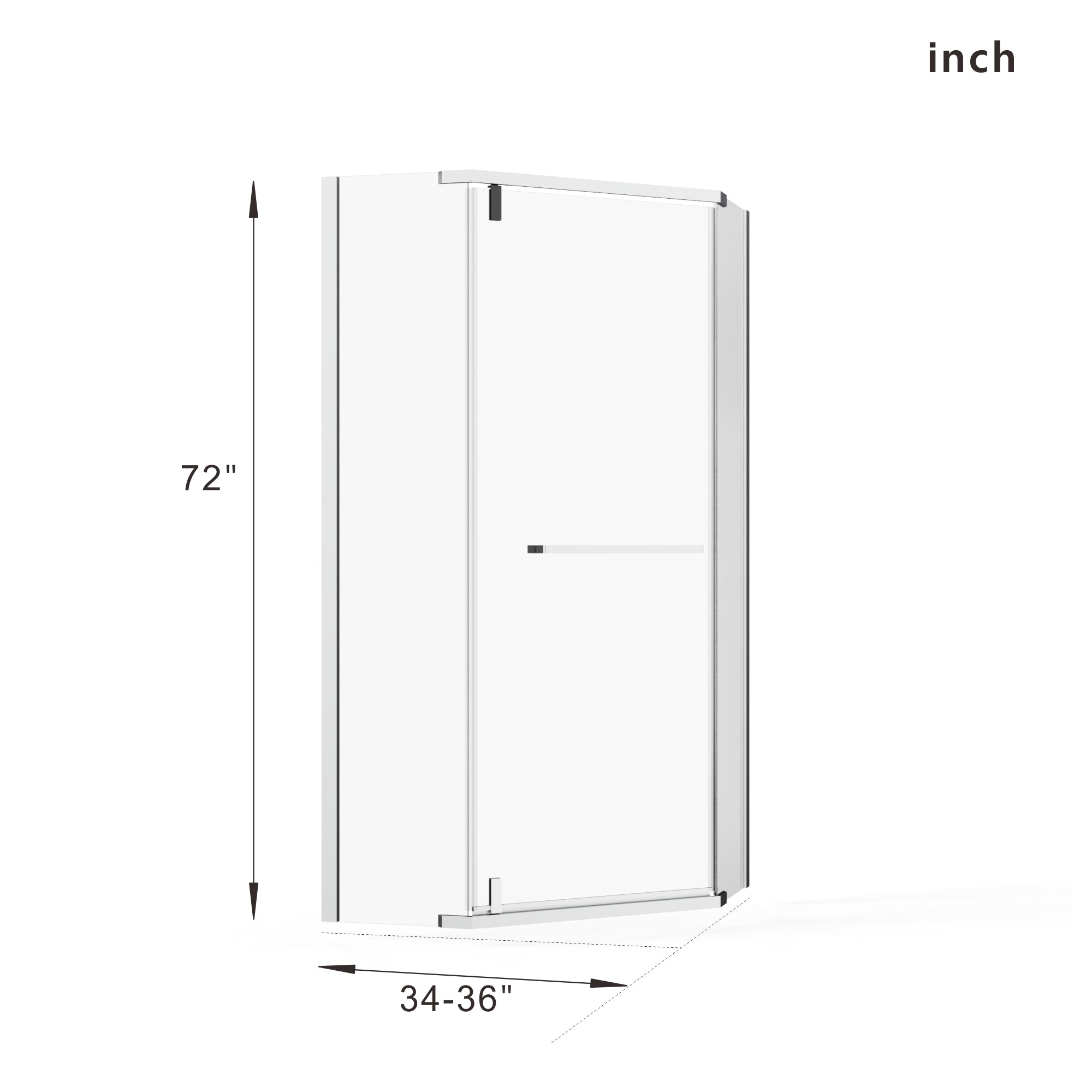 36 x 36 x 72 in Neo-Angle Shower Enclosure - 36 x 36 x 72 in / Matte Black view 6