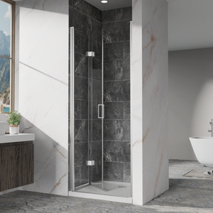 32-36 x 72 in Frameless Bifold Pivot Shower Door - 32 x 72 in / Chrome view 2