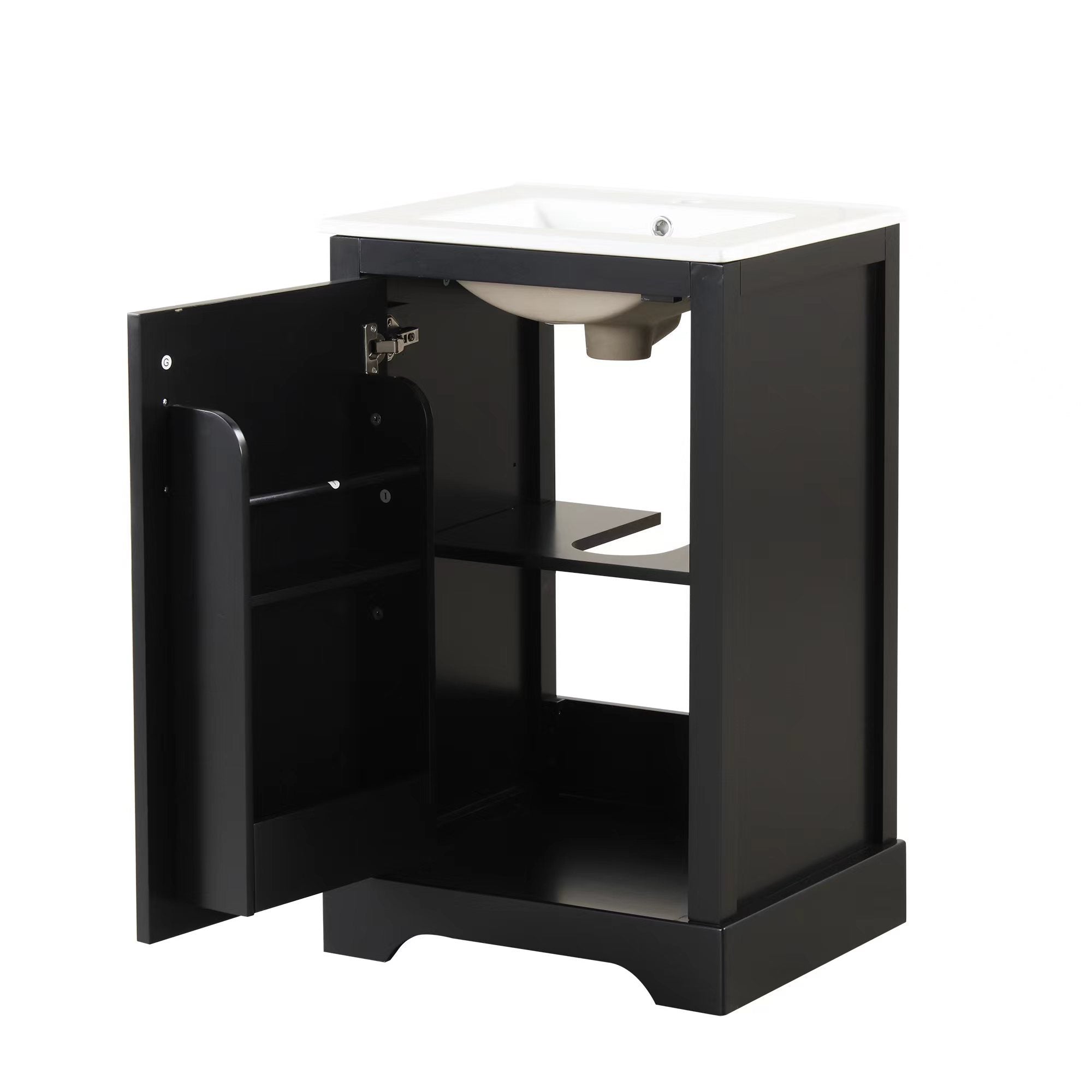 20" Bathroom Vanity with Sink, Bathroom Cabinet with Soft Closing Door, Storage Rack and Adjustable Shelve, Black