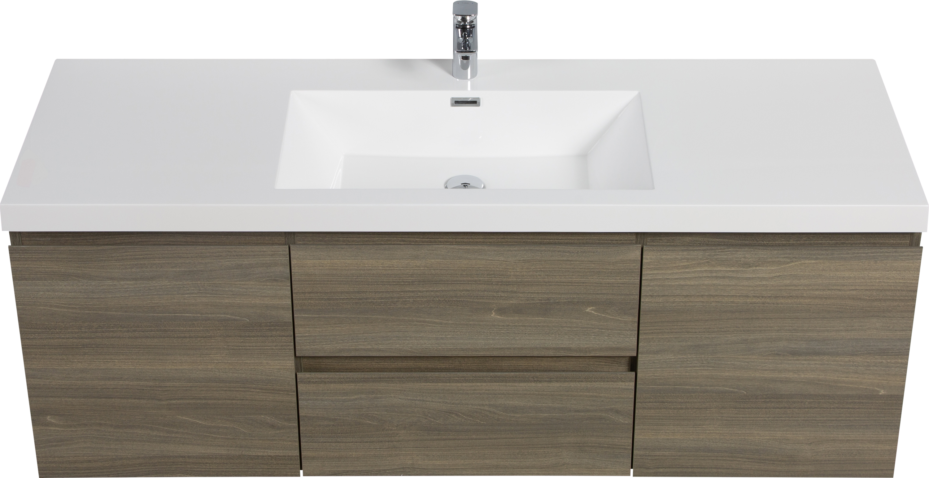 60" Floating Bathroom Vanity with Sink, Modern Wall-Mounted Bathroom Storage Vanity Cabinet with Resin Top Basin and Soft Close Drawers, Ash Grey 24V11-60SAG