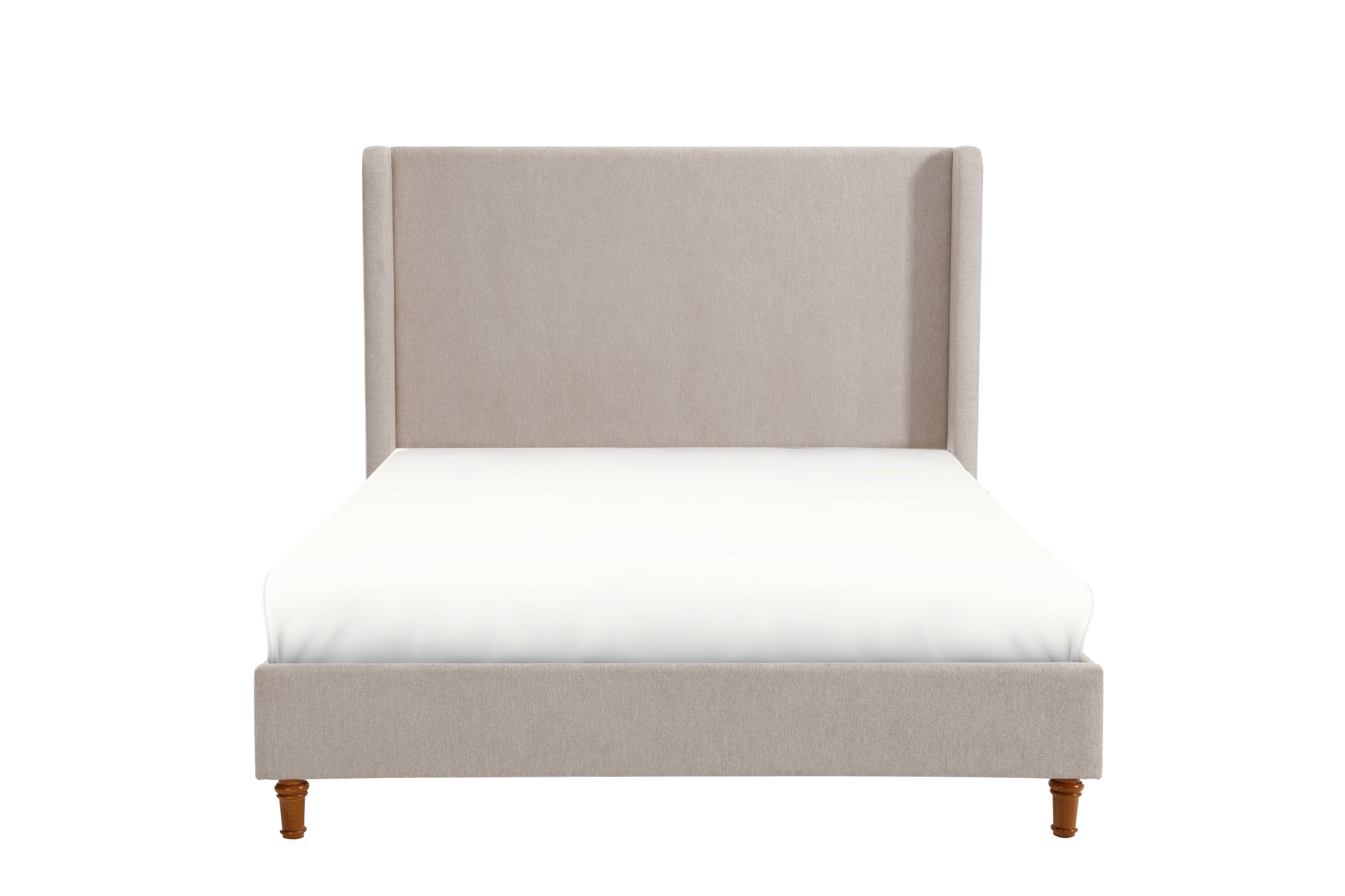 Harper Tall Headboard Upholstered Bed / 54" High Headboard / Elegant Simplicity  / No Box Spring Needed / Easy Assembly / Queen / Light Gray Chenille