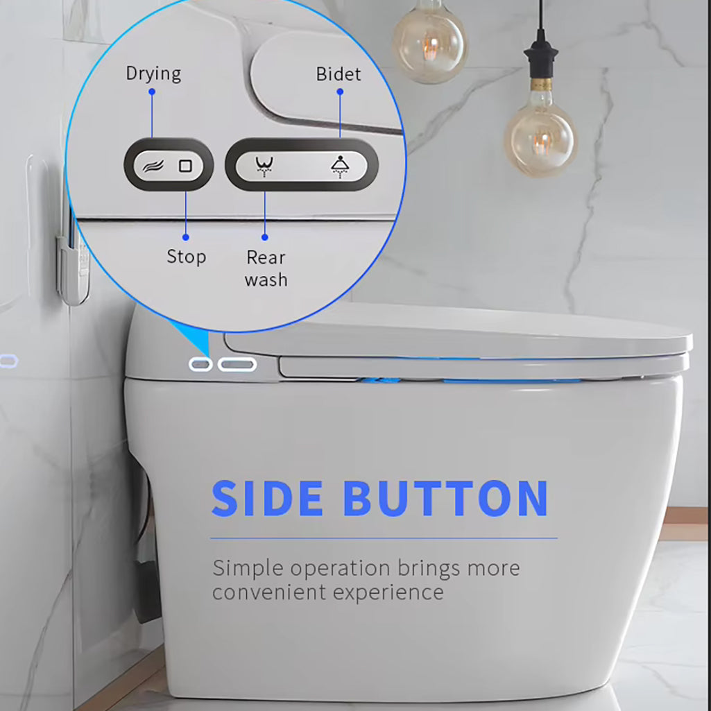 Elongated Smart Toilet with Elongated Heated Bidet Seat, Intelligent Toilet with Bidet Built-in, Feet Sensor,Auto Open/Close Seat, Off Seating AUTO Flush, Night Light, Warm Water & Dryer,White