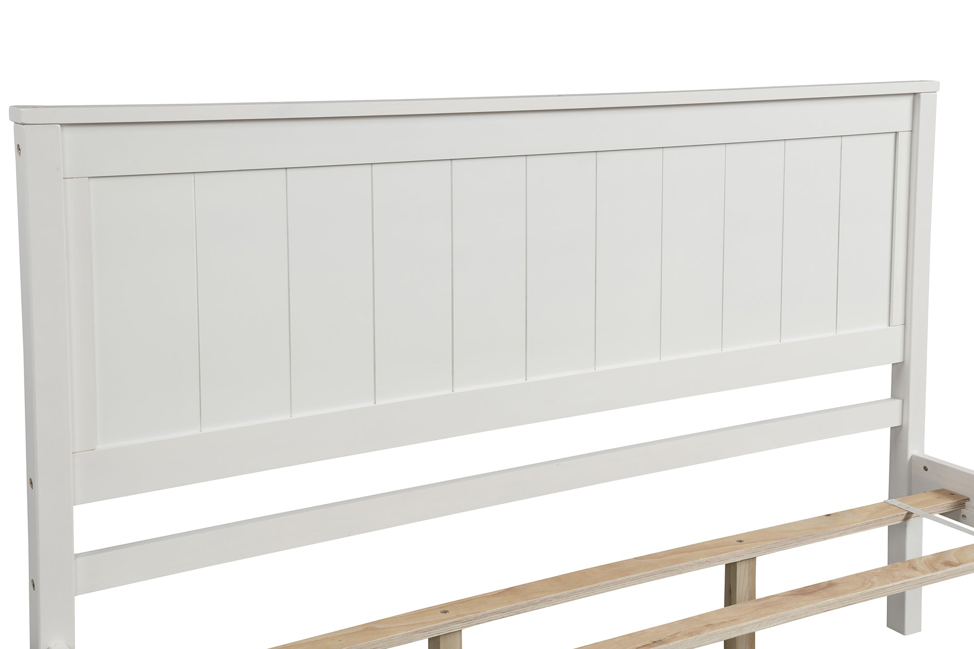 Platform Bed Frame with Headboard, Wood Slat Support, No Box Spring Needed, Queen, White(OLD SKU:WF191420AAK)