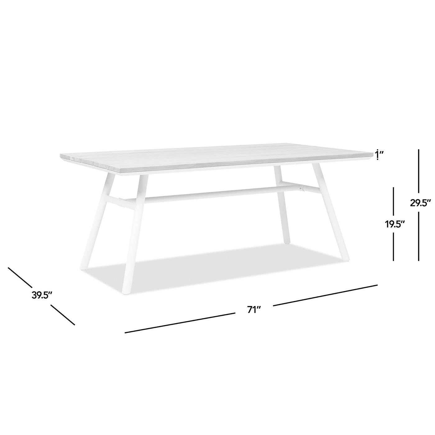 Maiden 71" 6-Seater Teak & Aluminum Patio Dining Table, Natural Teak