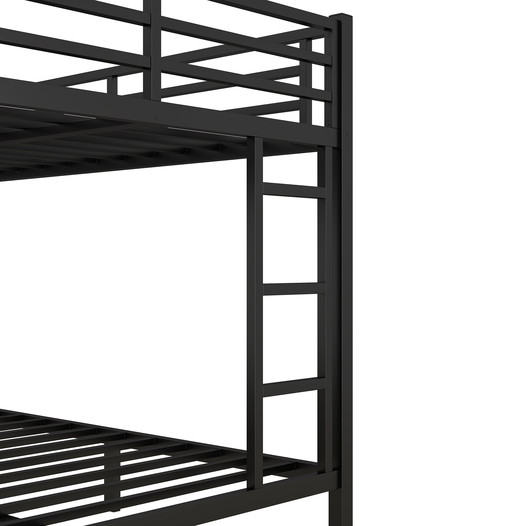 Metal Full XL over King Bunk Bed for Teens and Adults,Space-Saving/Noise Reduced/No Box Spring Needed, Black