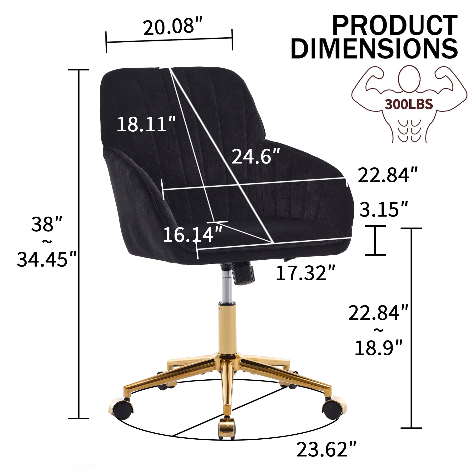 TY Adjustable Office Chair, Home Bedroom, Ergonomic Swivel Chair, Backrest Seat, Comfortable for Long Sitting